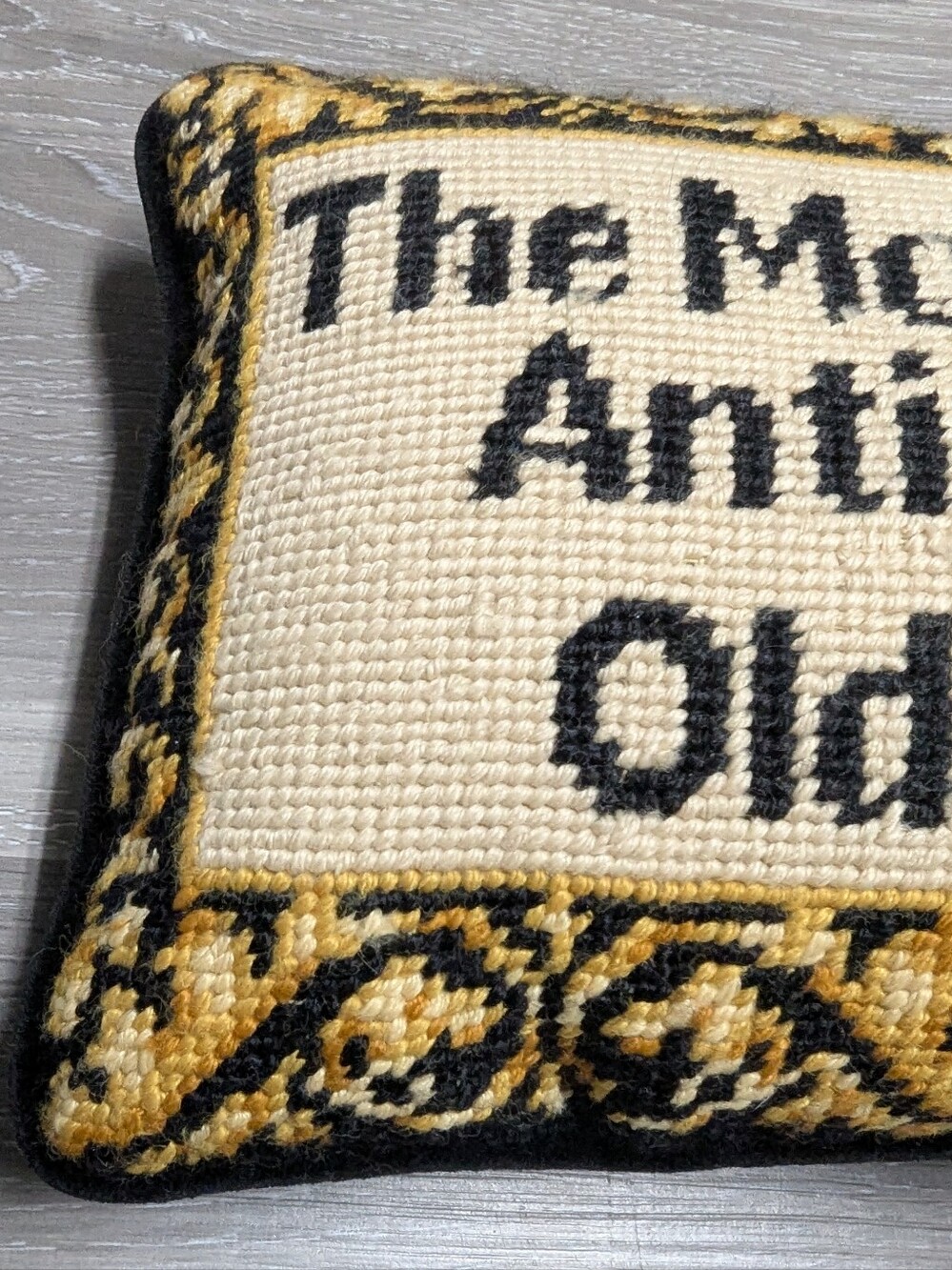 Needlepoint Pillow Black Velvet Backing FRIENDSHIP - Picture 3 of 7